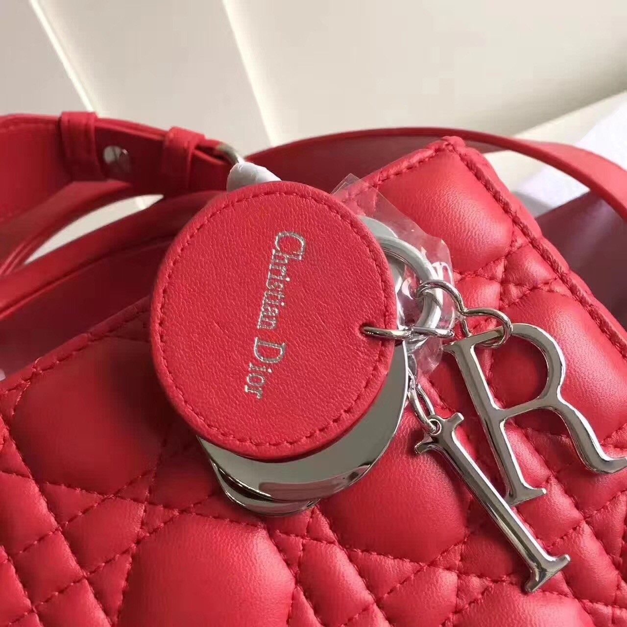 D*or my lady D*or bag in red lambskin
