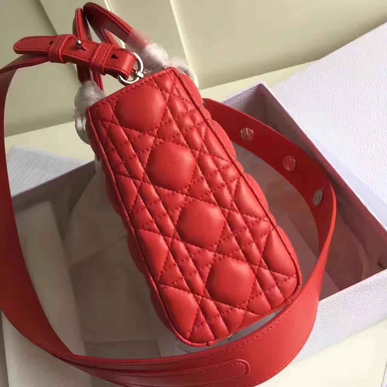 D*or my lady D*or bag in red lambskin