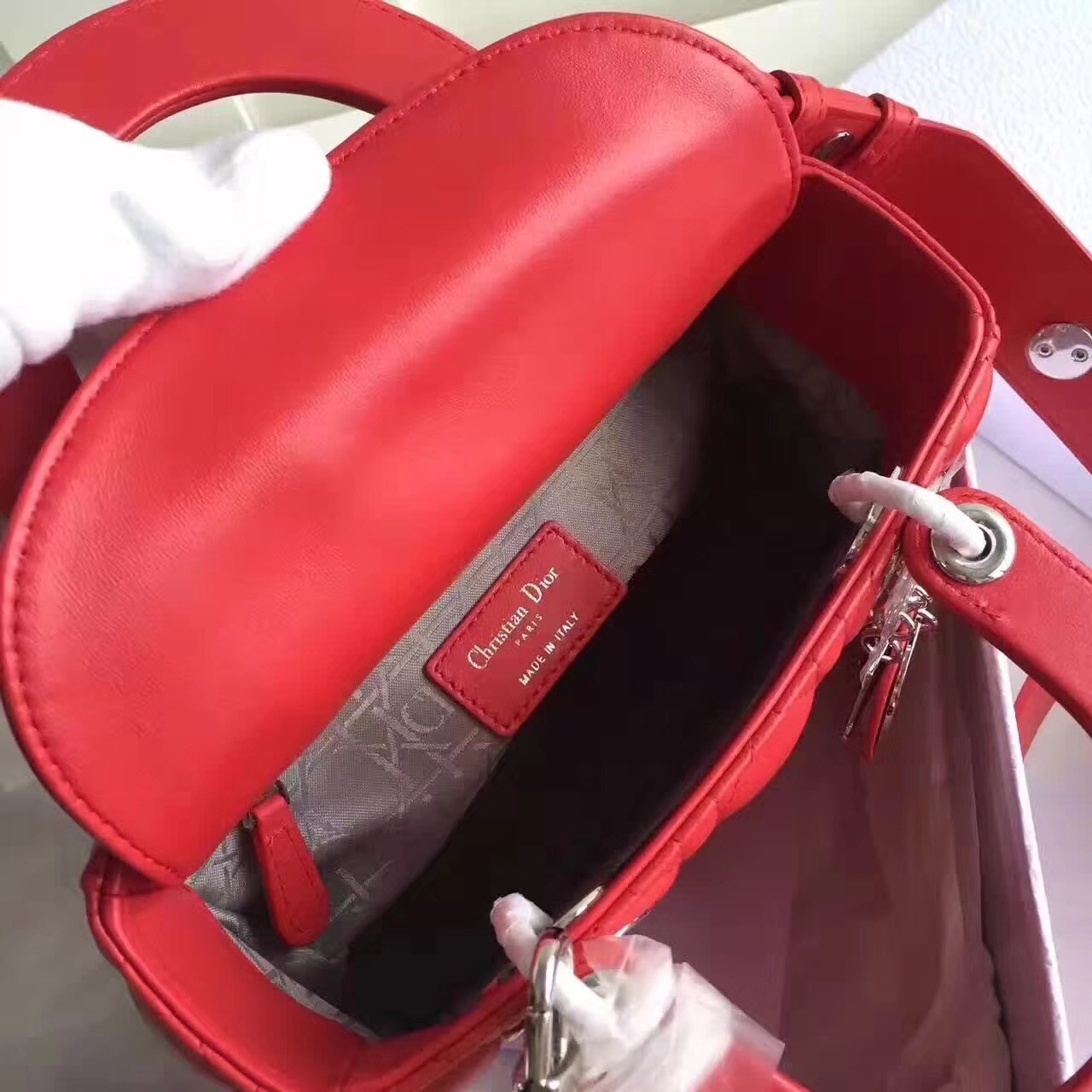 D*or my lady D*or bag in red lambskin