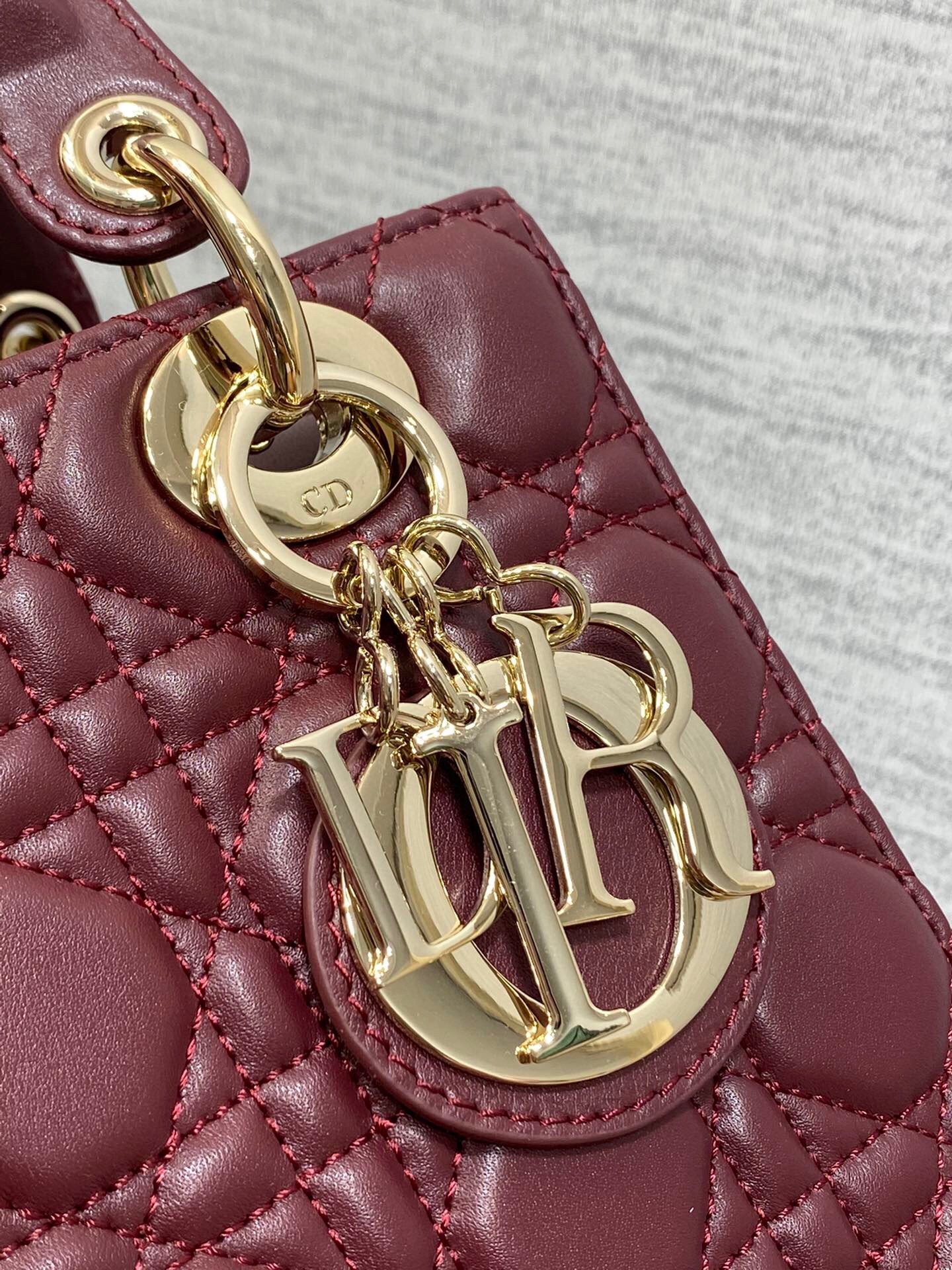 D*or small lady D*or my abcD*or bag in burgundy lambskin