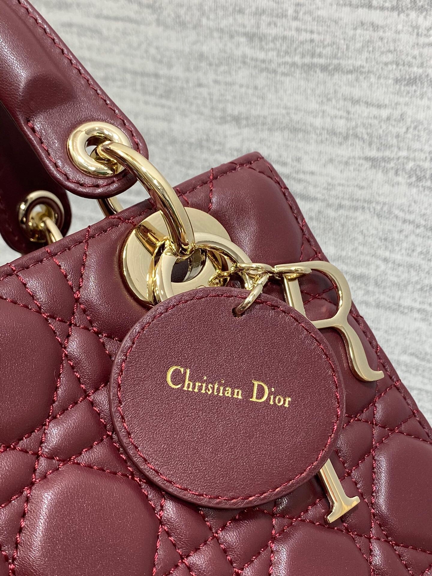 D*or small lady D*or my abcD*or bag in burgundy lambskin