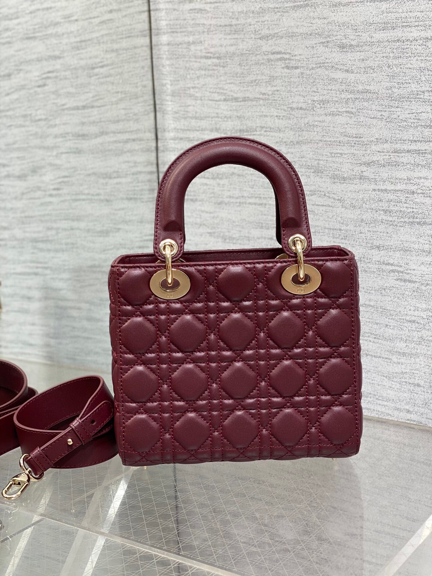 D*or small lady D*or my abcD*or bag in burgundy lambskin