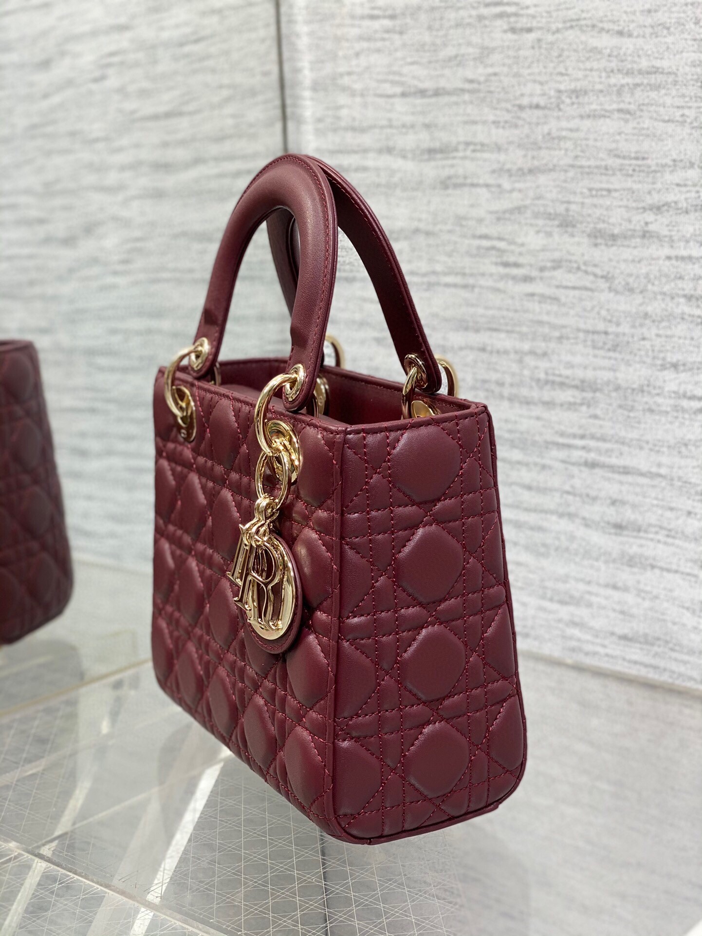 D*or small lady D*or my abcD*or bag in burgundy lambskin