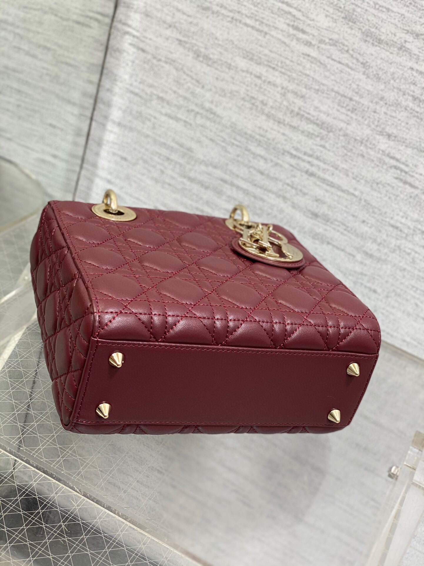 D*or small lady D*or my abcD*or bag in burgundy lambskin