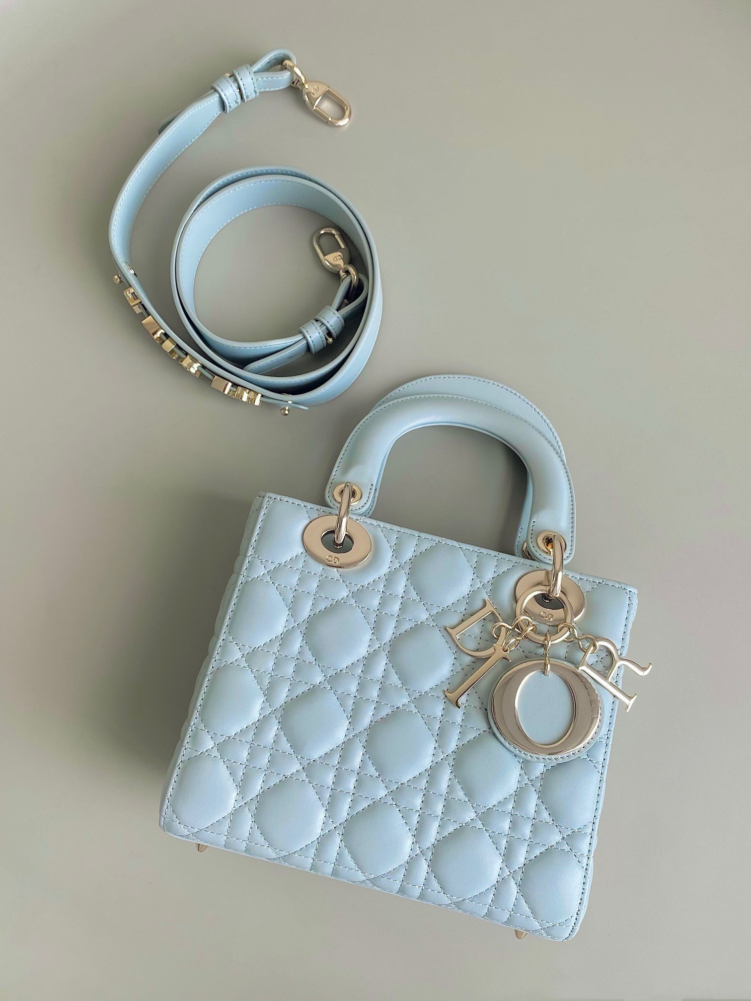 D*or small lady D*or my abcD*or bag in placid blue lambskin