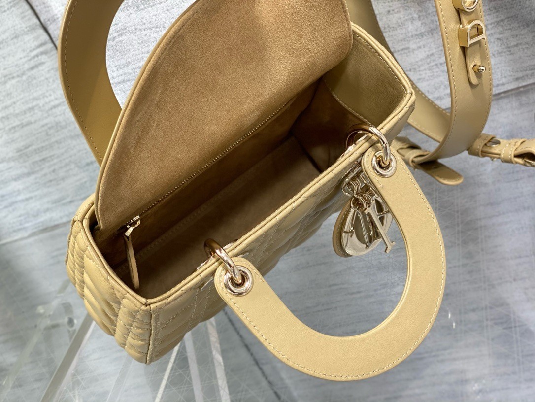 D*or small lady D*or my abcD*or bag in pastel yellow lambskin