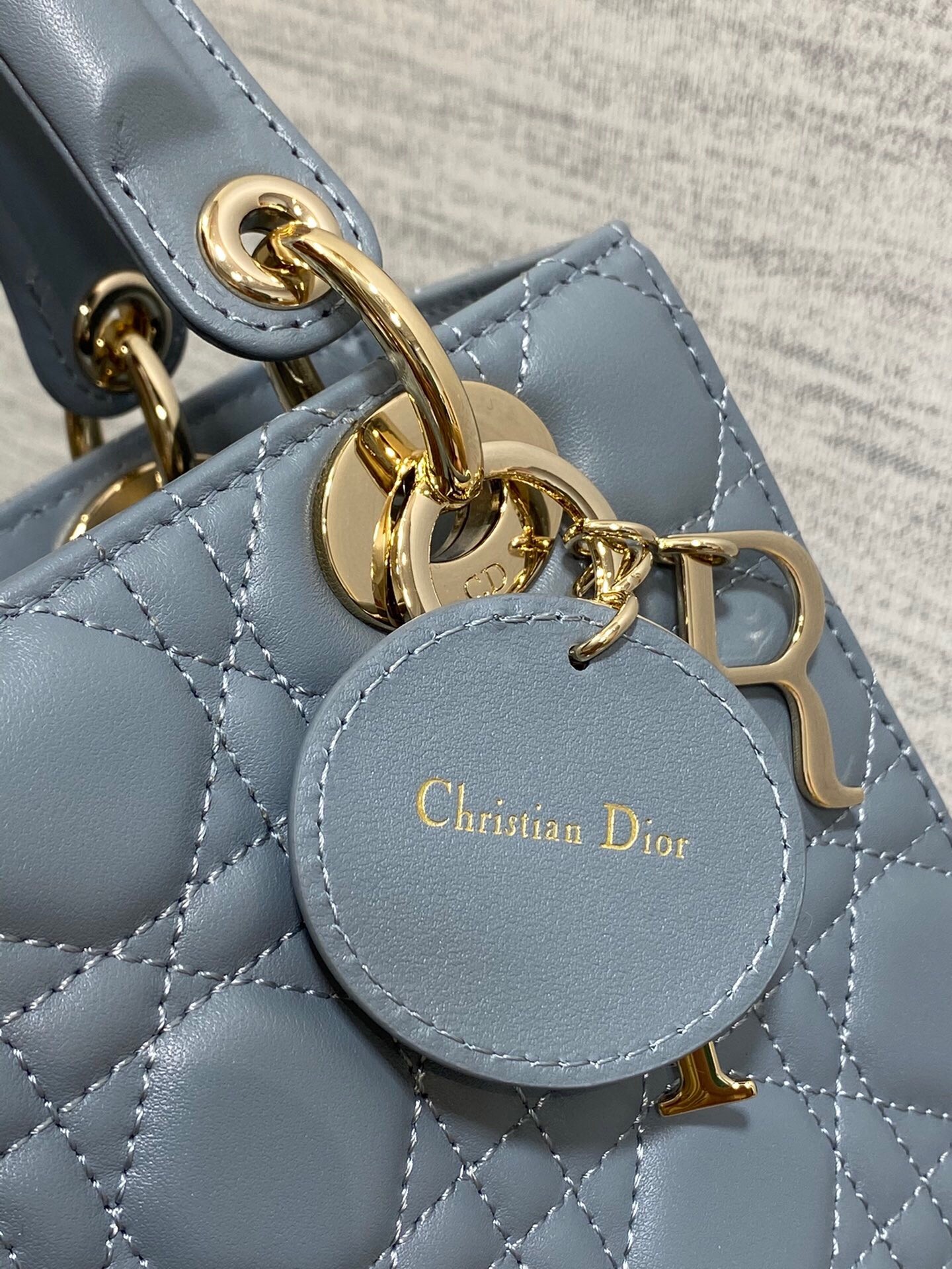 D*or small lady D*or my abcD*or bag in sky blue lambskin