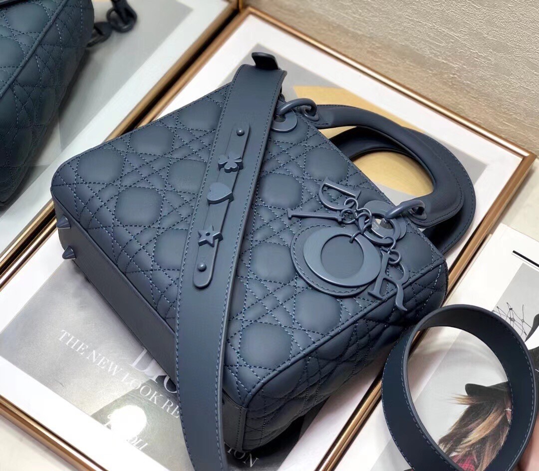 D*or lady D*or my abcD*or bag in blue ultramatte calfskin