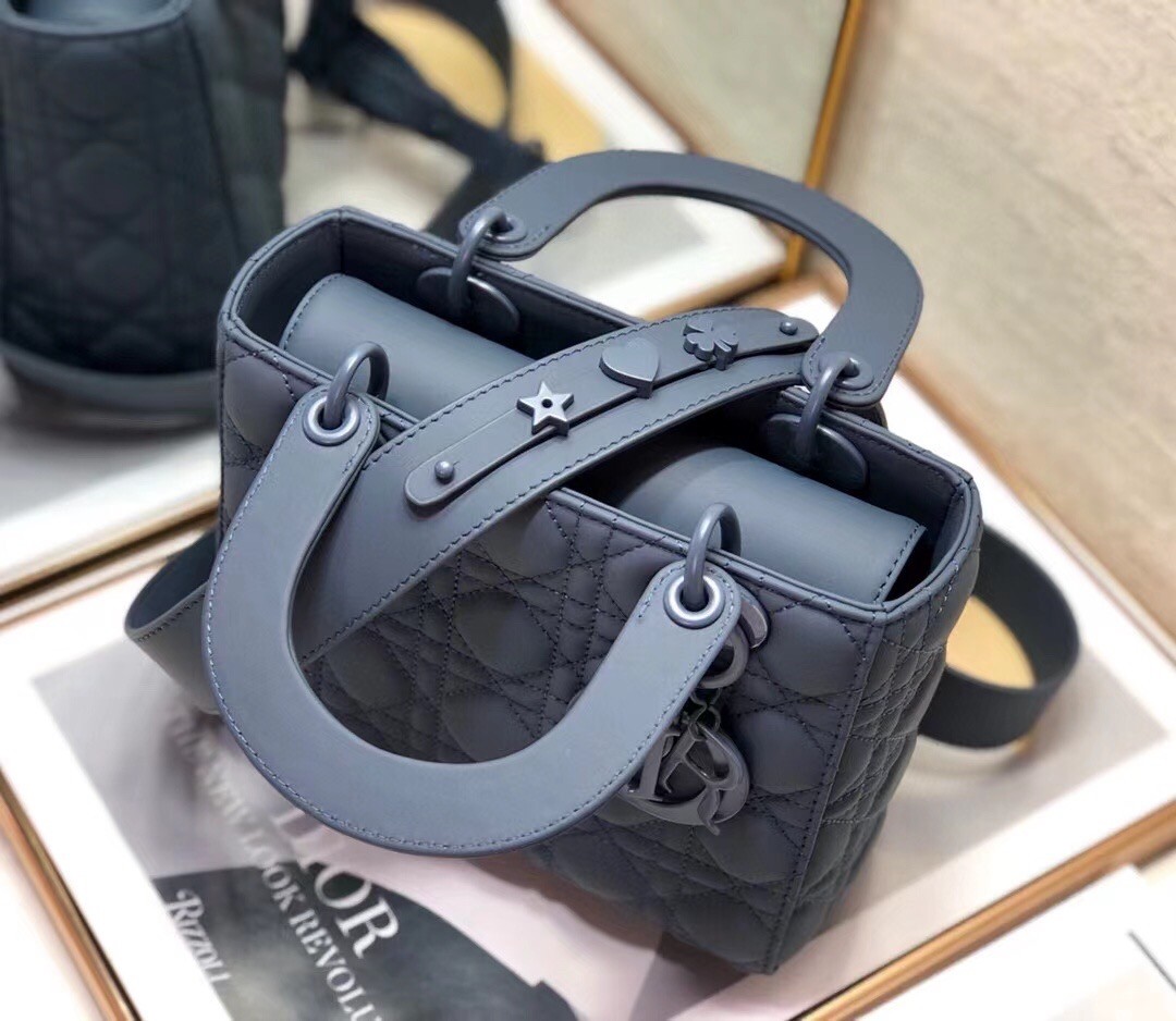 D*or lady D*or my abcD*or bag in blue ultramatte calfskin