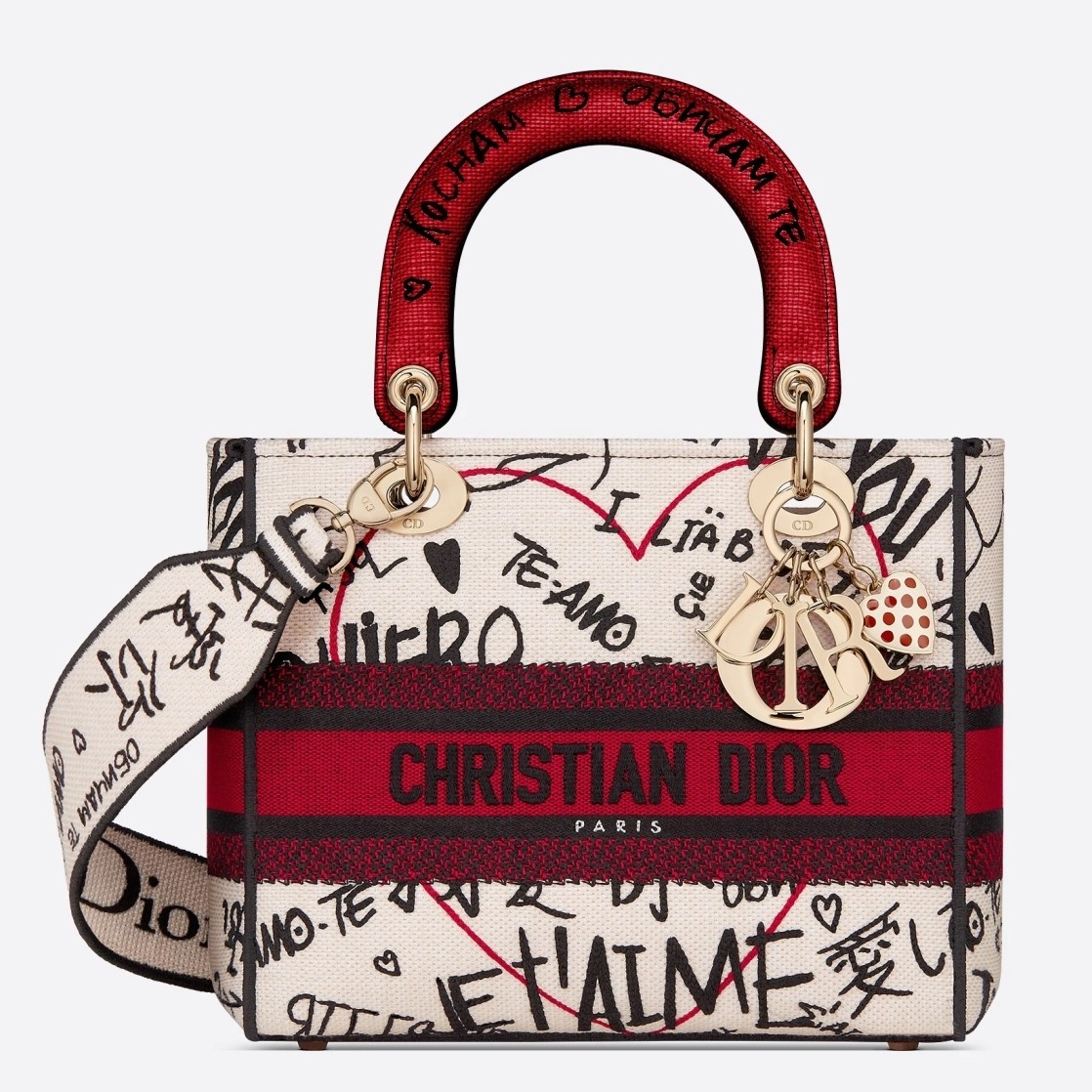 D*or medium lady d-lite D*oramour graffiti embroidery bag