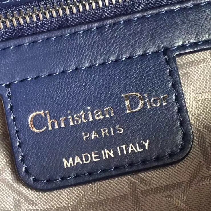 D*or medium lady D*or bag in indigo blue cannage lambskin