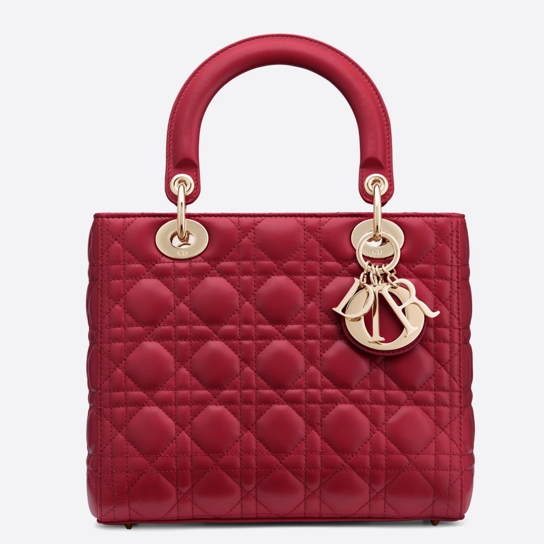 D*or medium lady D*or bag in red lambskin