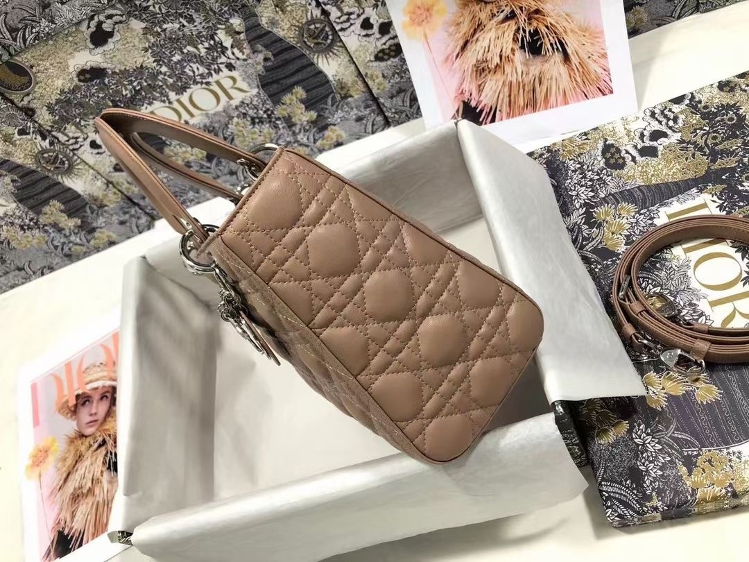 D*or medium lady D*or bag in blush cannage lambskin