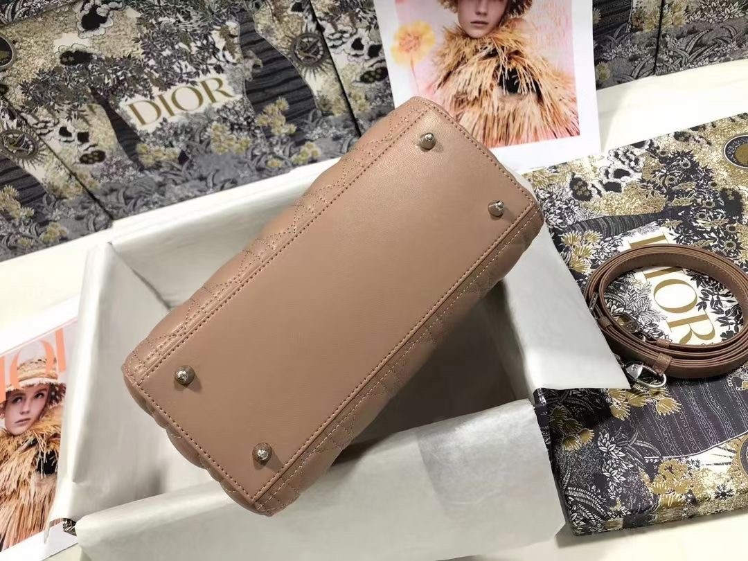 D*or medium lady D*or bag in blush cannage lambskin