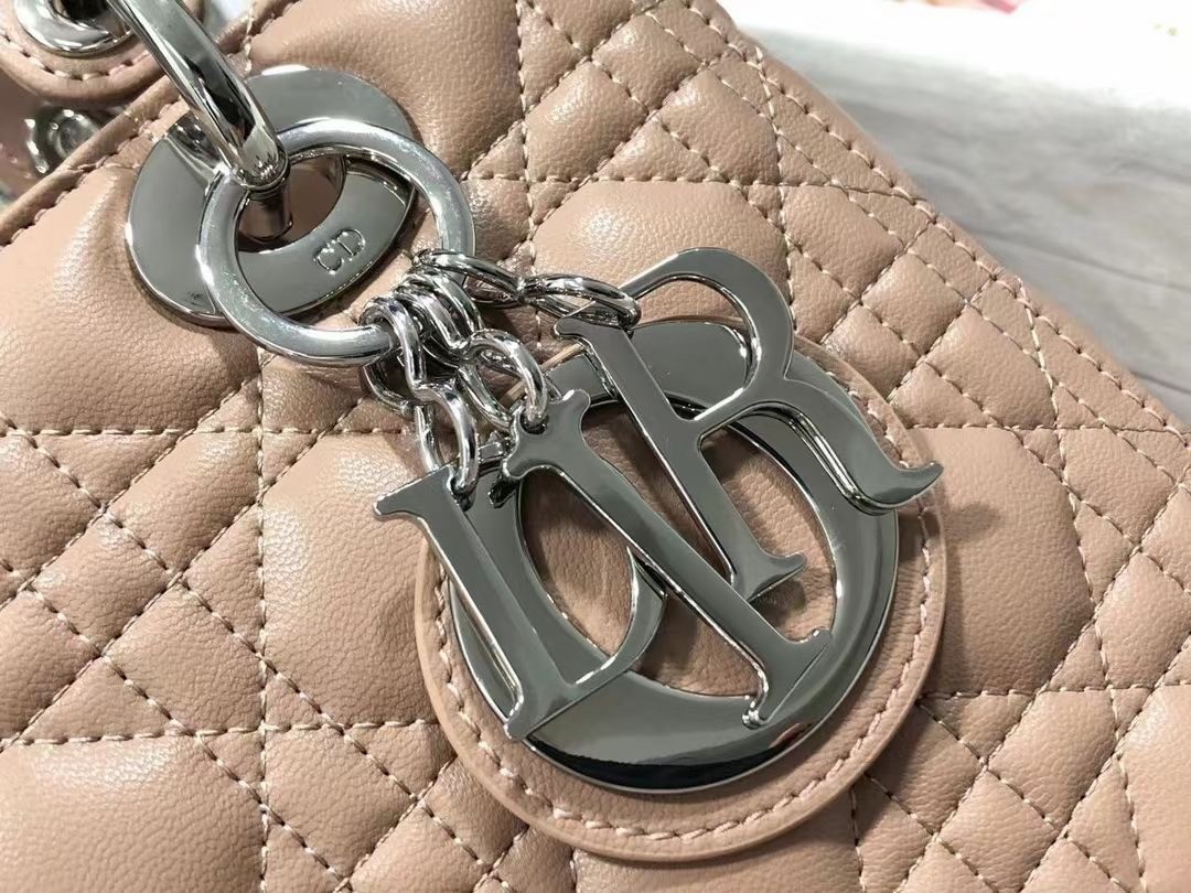 D*or medium lady D*or bag in blush cannage lambskin