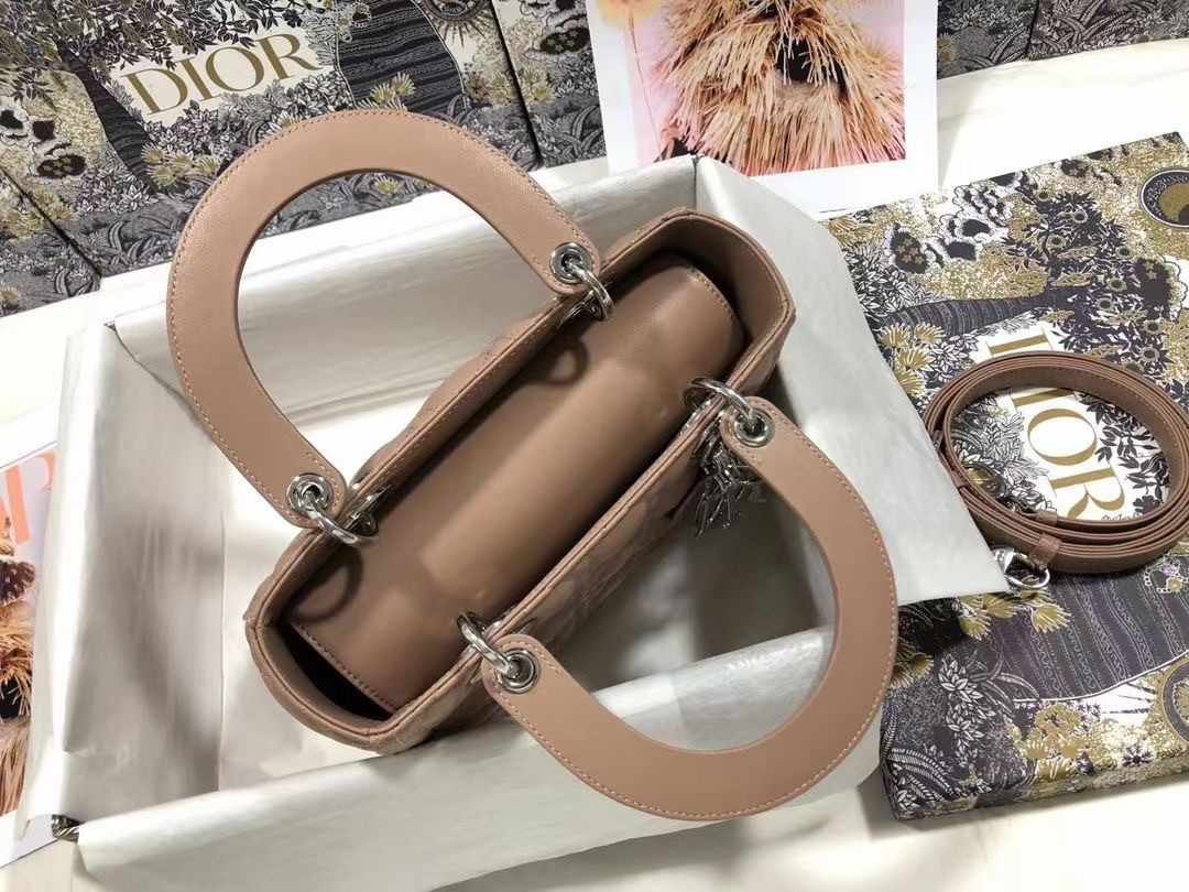 D*or medium lady D*or bag in blush cannage lambskin