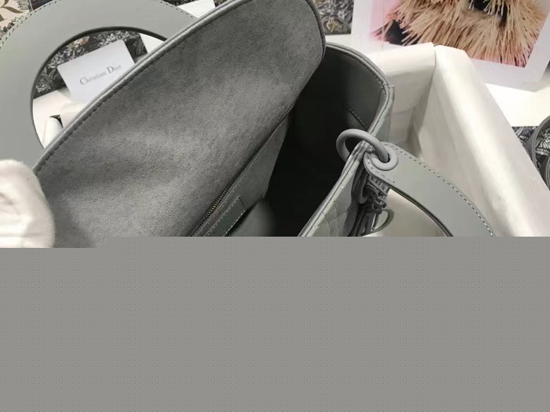 D*or medium lady D*or bag in grey ultramatte calfskin
