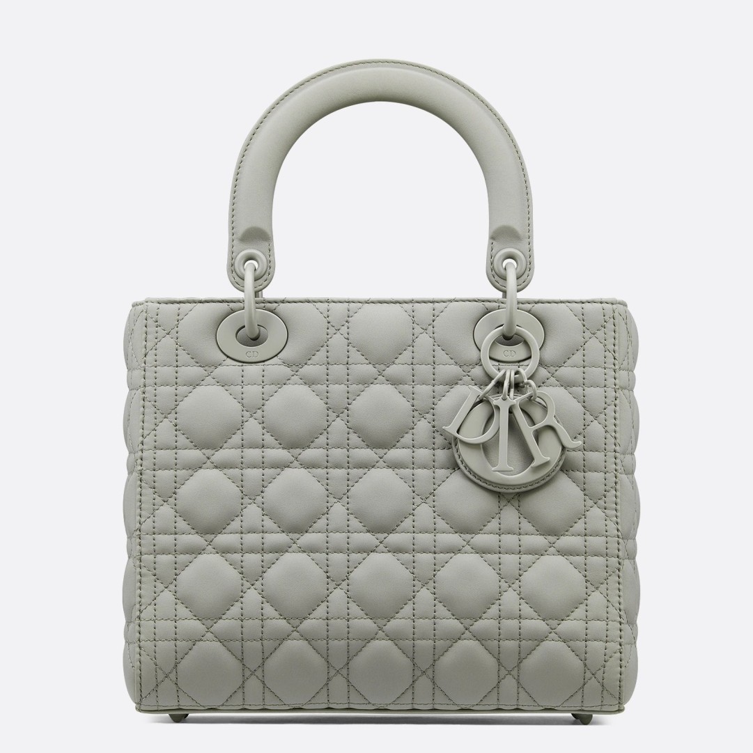 D*or medium lady D*or bag in grey ultramatte calfskin