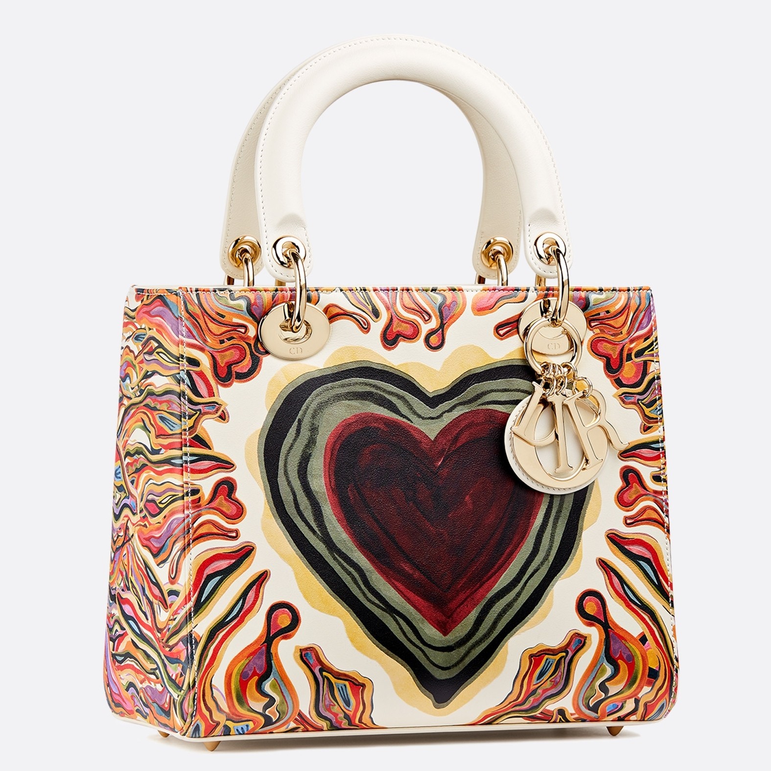 D*or medium lady D*or bag printed with heart