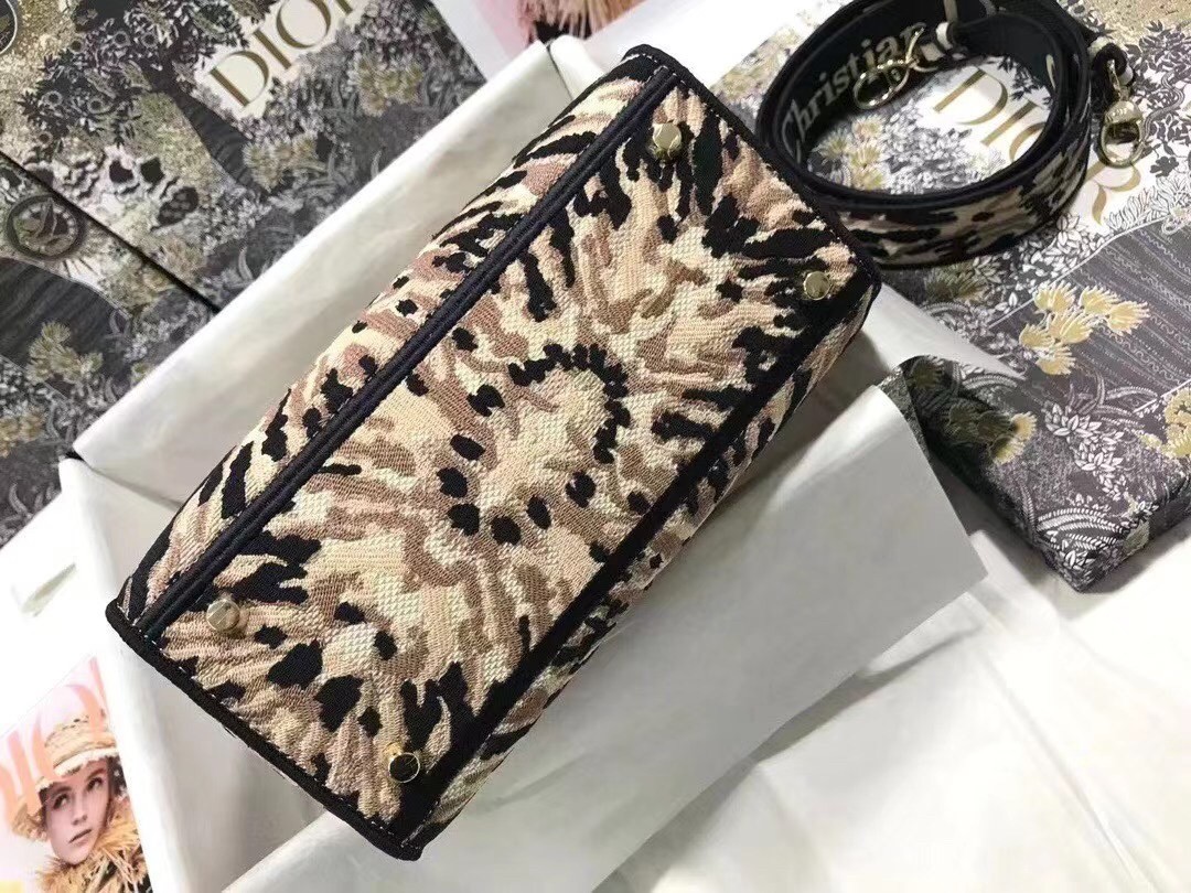 D*or medium lady d-lite bag in multicolor tie embroidery