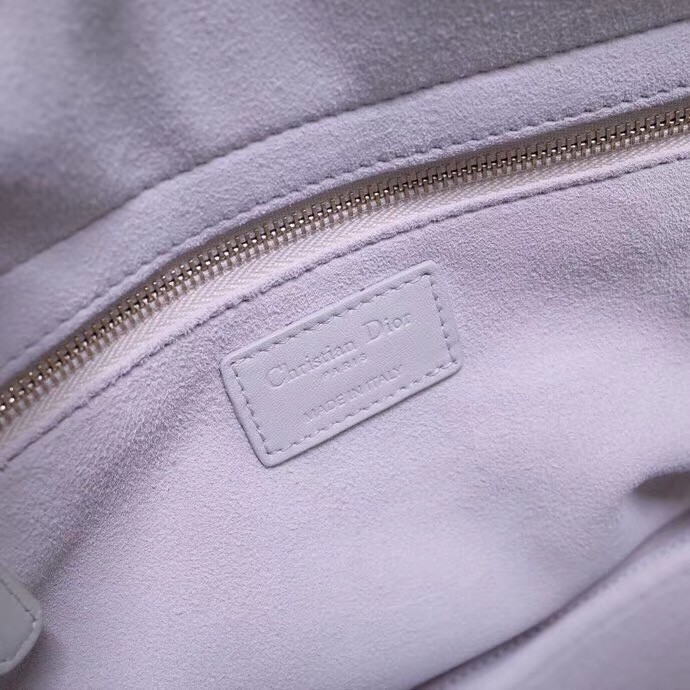 D*or medium lady D*or bag in white ultra matte calfskin