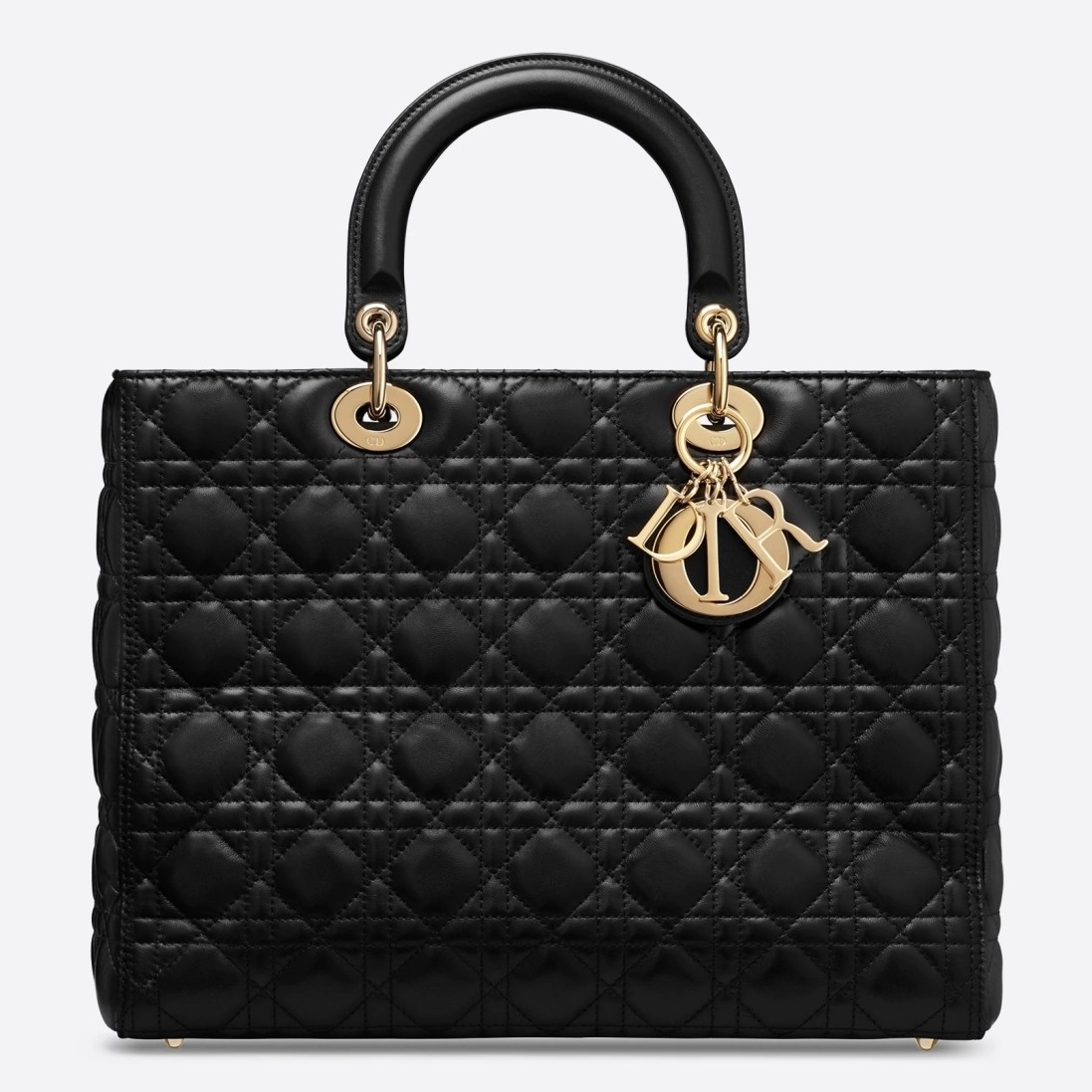 D*or large lady D*or bag in black lambskin