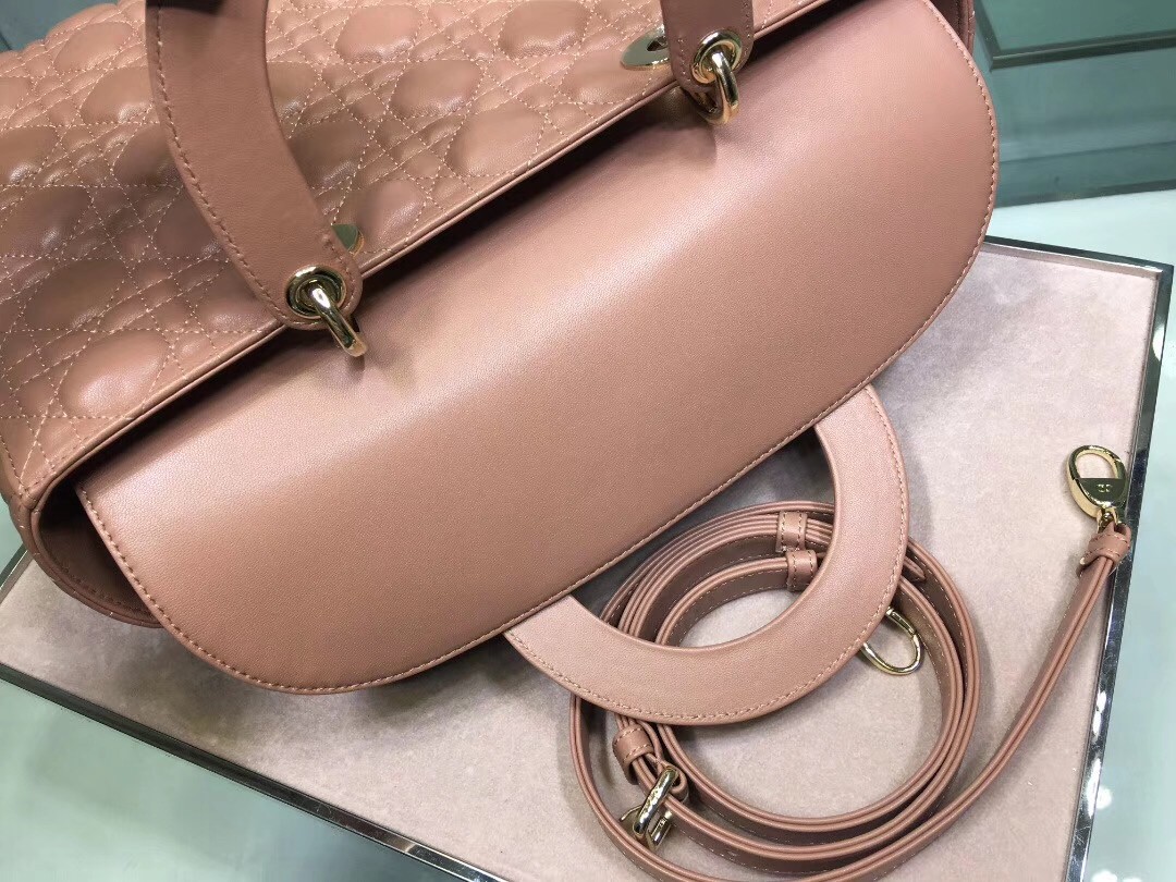 D*or large lady D*or bag in powder cannage lambskin