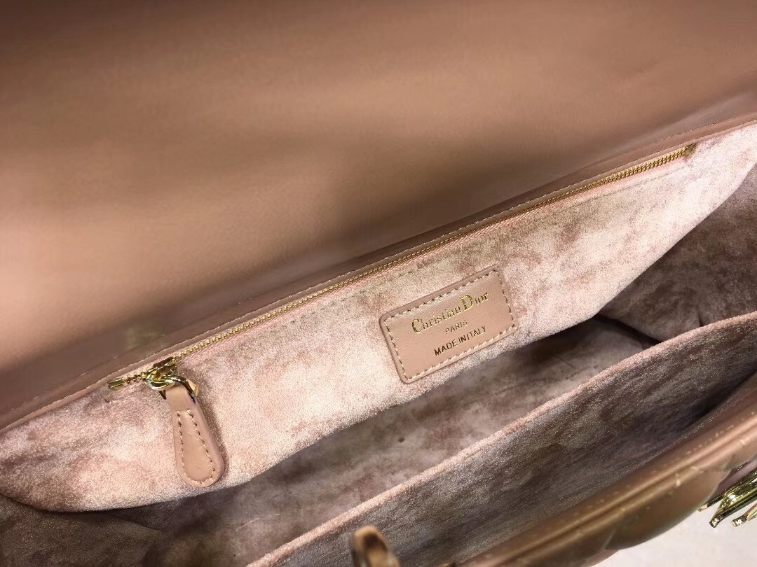 D*or large lady D*or bag in powder cannage lambskin