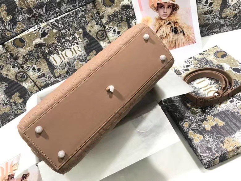 D*or large lady D*or bag in blush ultramatte calfskin