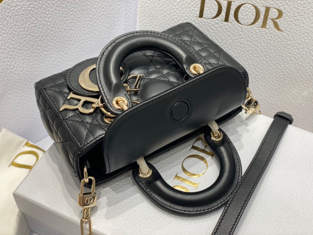 D*or lady d-joy micro bag in black cannage lambskin