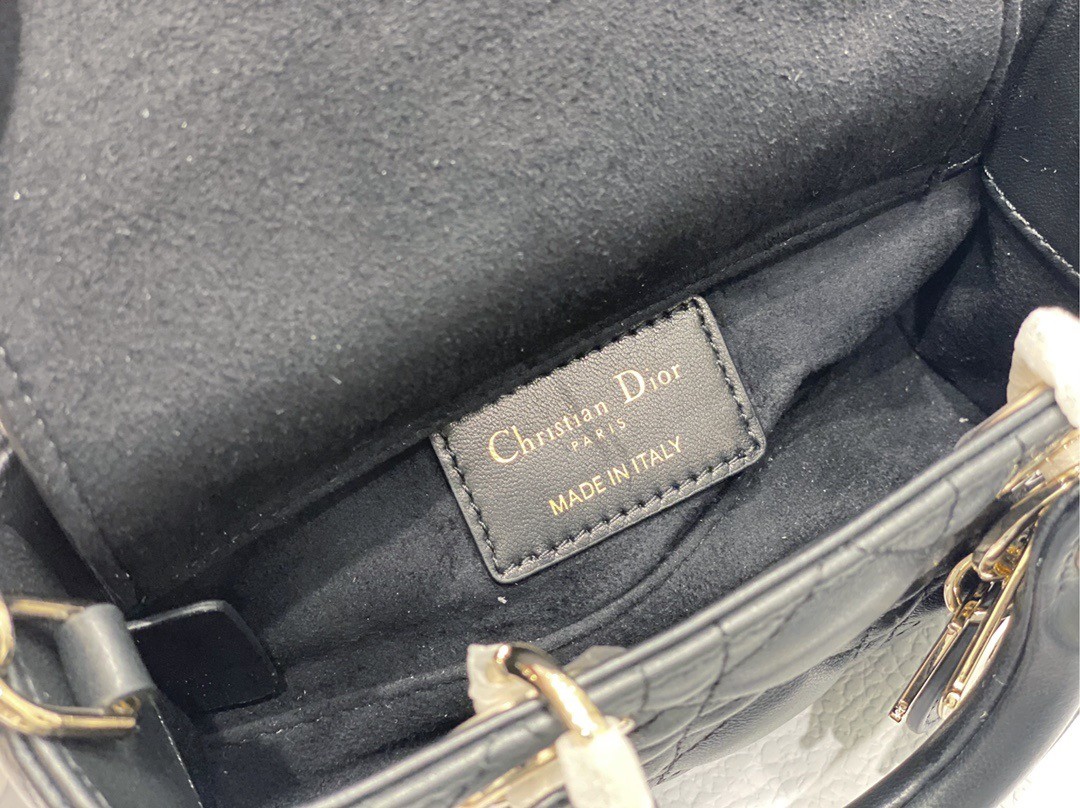 D*or lady d-joy micro bag in black cannage lambskin