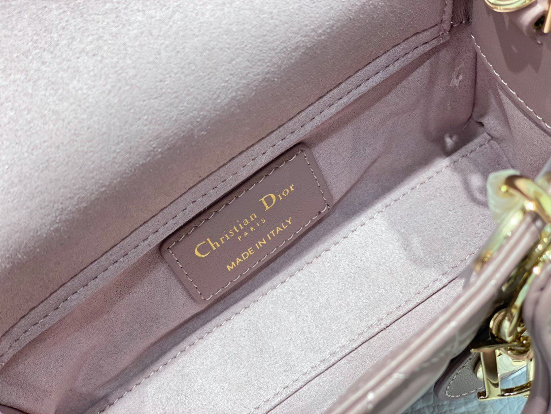 D*or lady d-joy micro bag in peony pink cannage lambskin