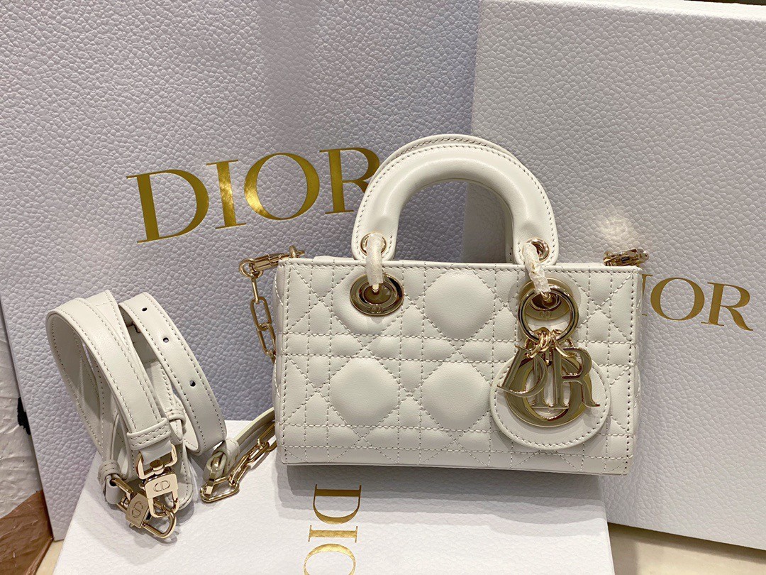 D*or lady d-joy micro bag in white cannage lambskin