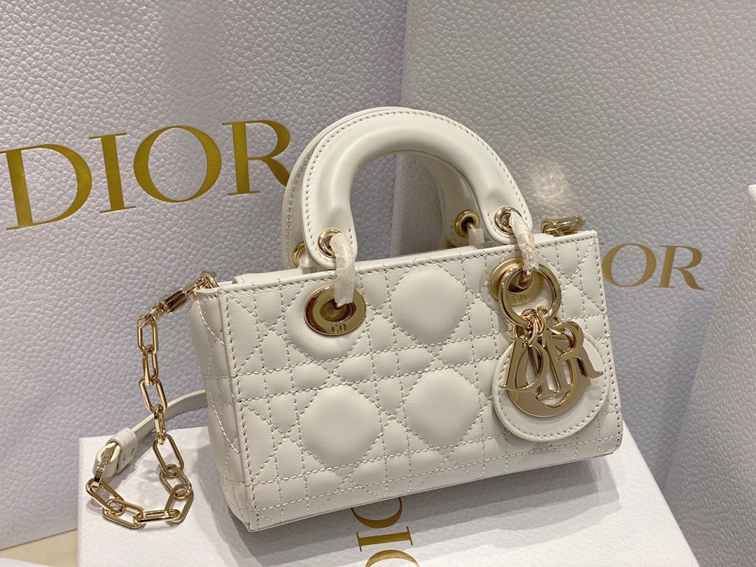 D*or lady d-joy micro bag in white cannage lambskin