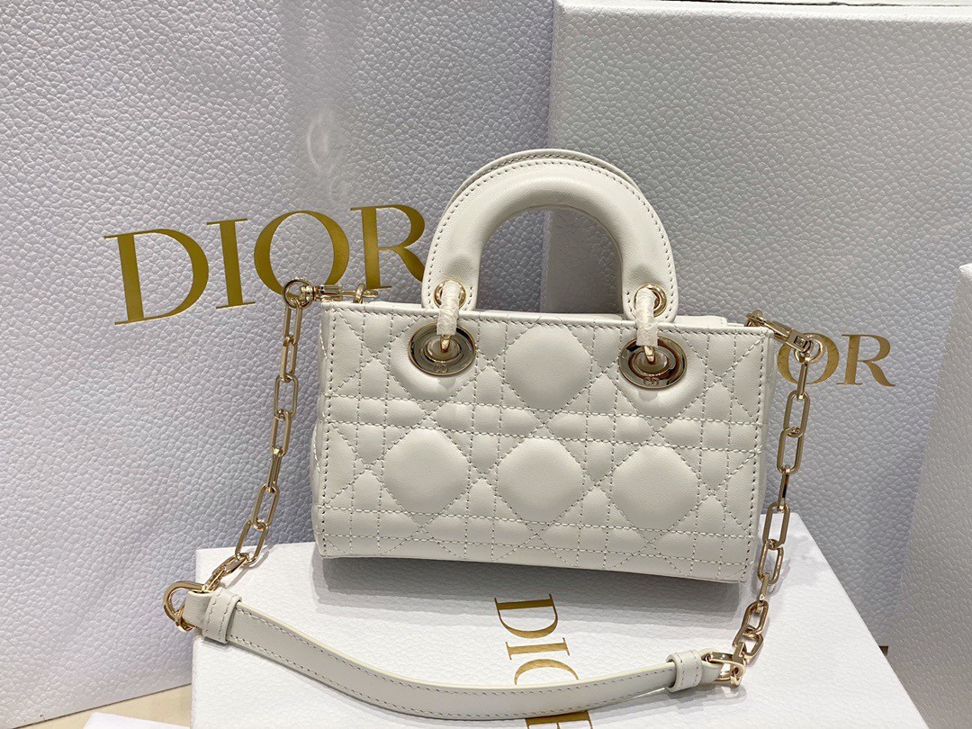 D*or lady d-joy micro bag in white cannage lambskin