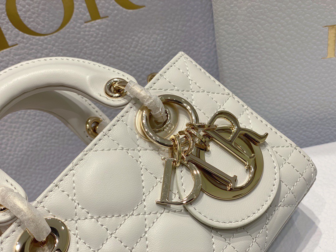D*or lady d-joy micro bag in white cannage lambskin