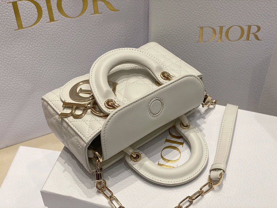 D*or lady d-joy micro bag in white cannage lambskin