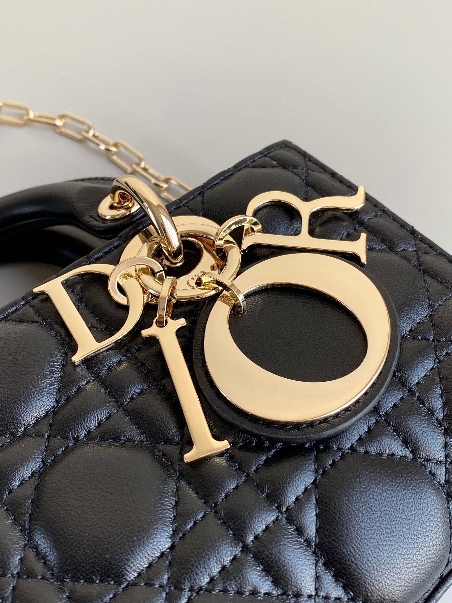 D*or lady d-joy small bag in black cannage lambskin