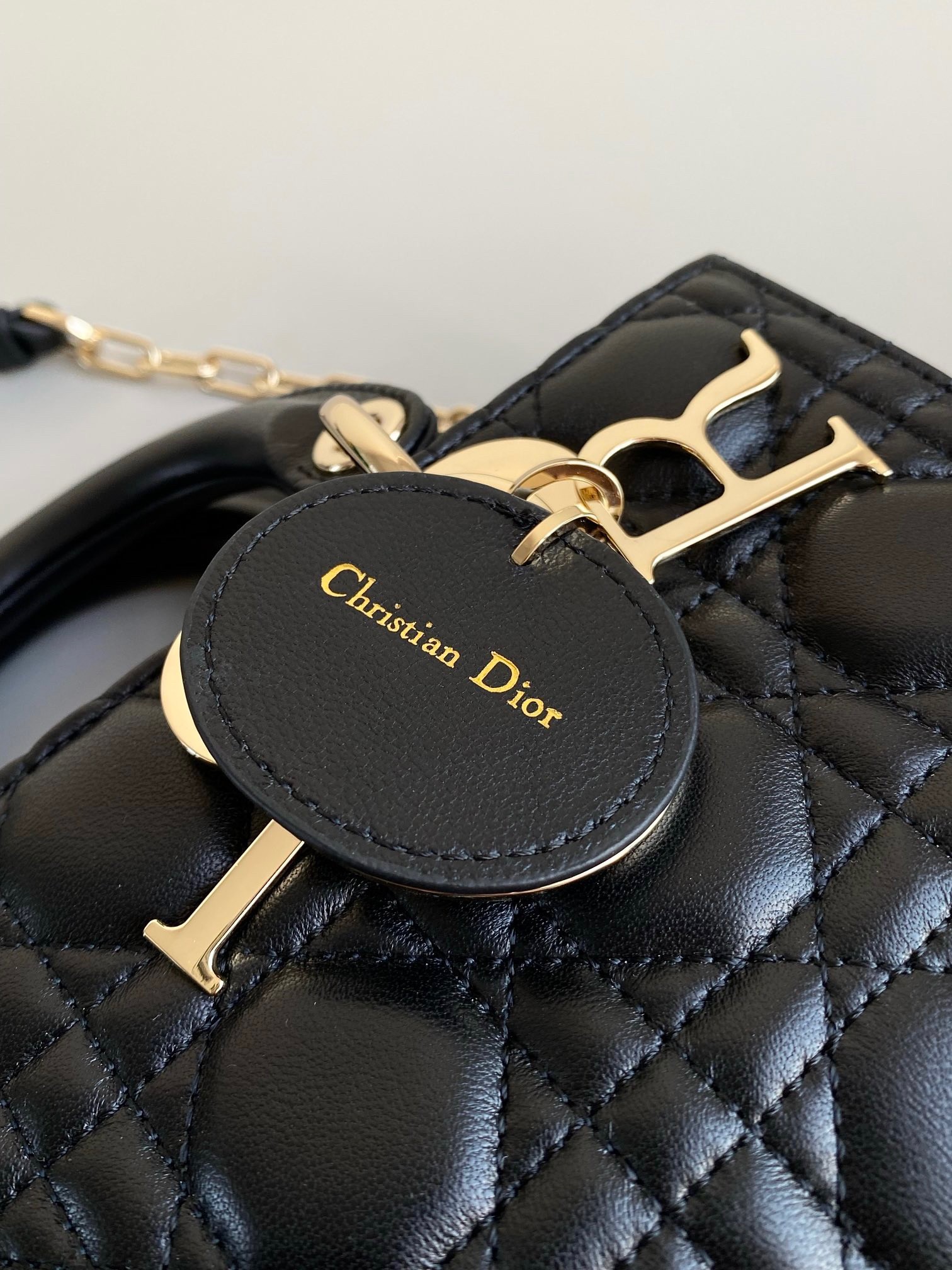 D*or lady d-joy small bag in black cannage lambskin