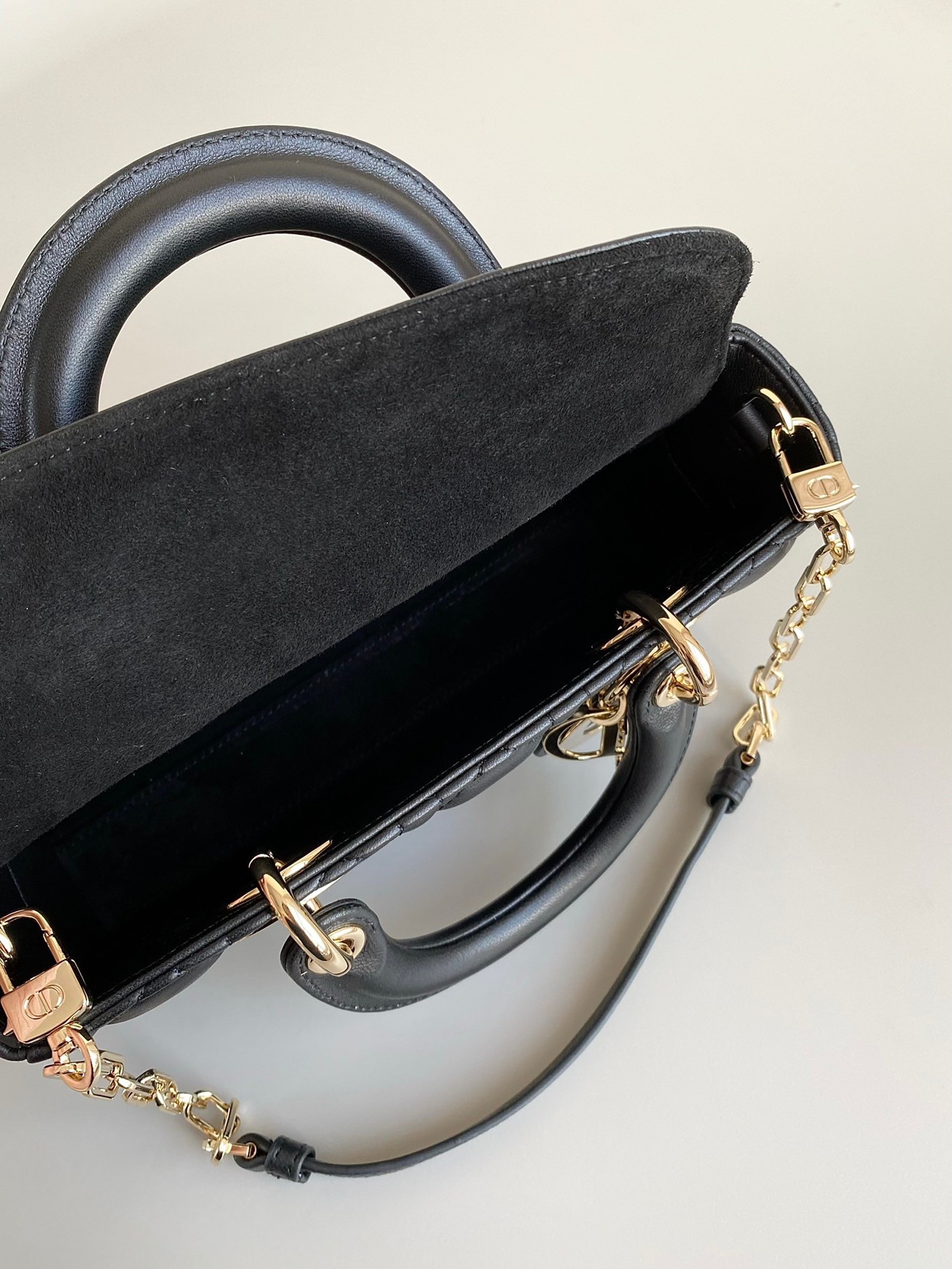 D*or lady d-joy small bag in black cannage lambskin