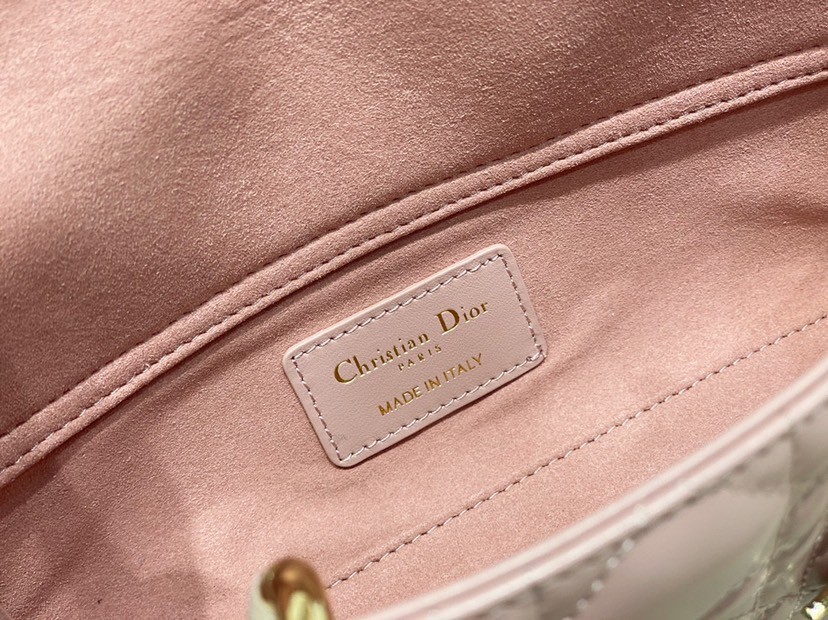 D*or lady d-joy small bag in peony pink cannage lambskin
