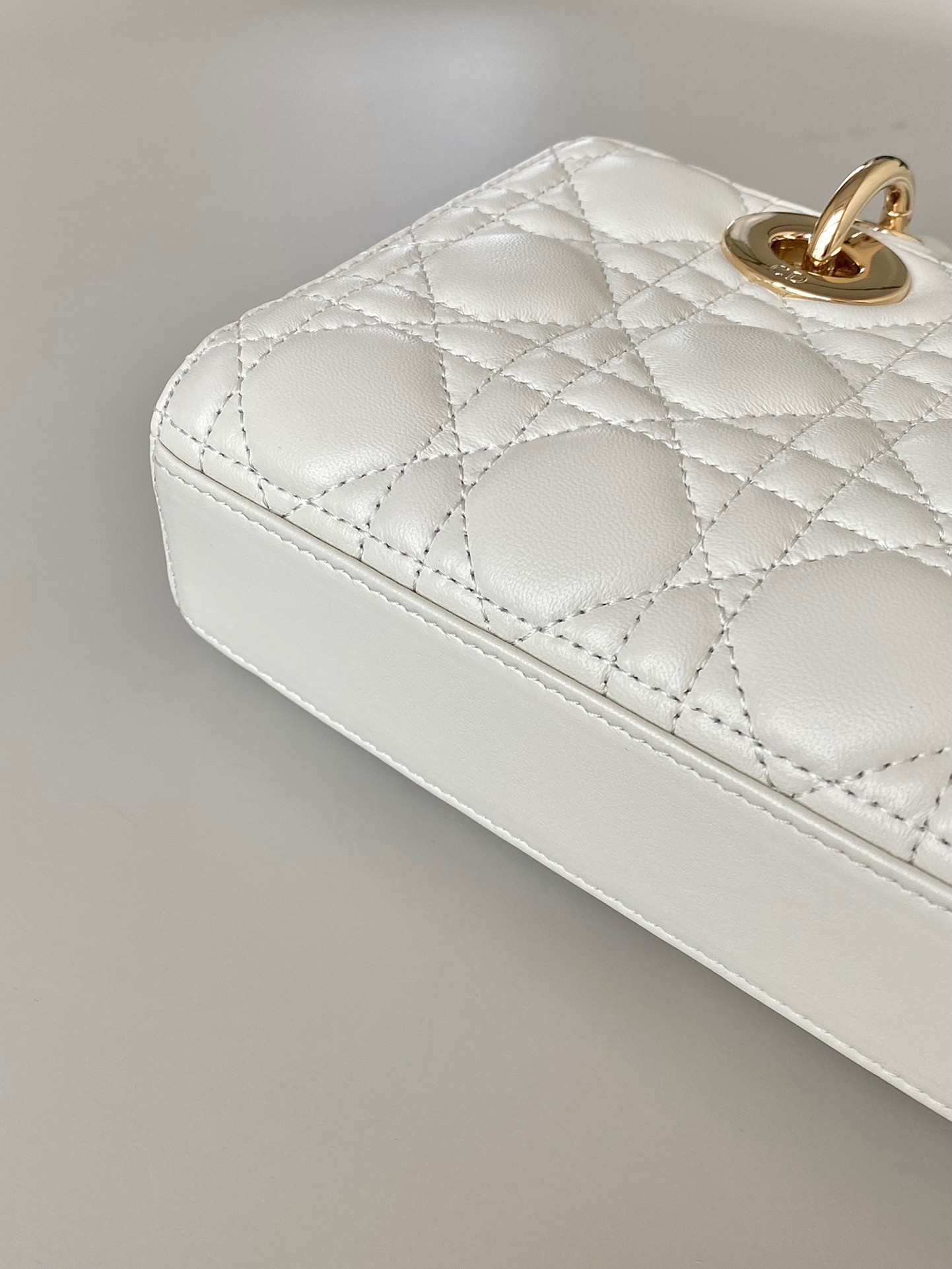 D*or lady d-joy small bag in white cannage lambskin