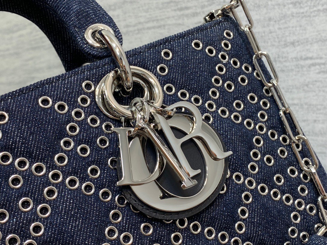 D*or lady d-joy bag in eyelet blue cannage denim