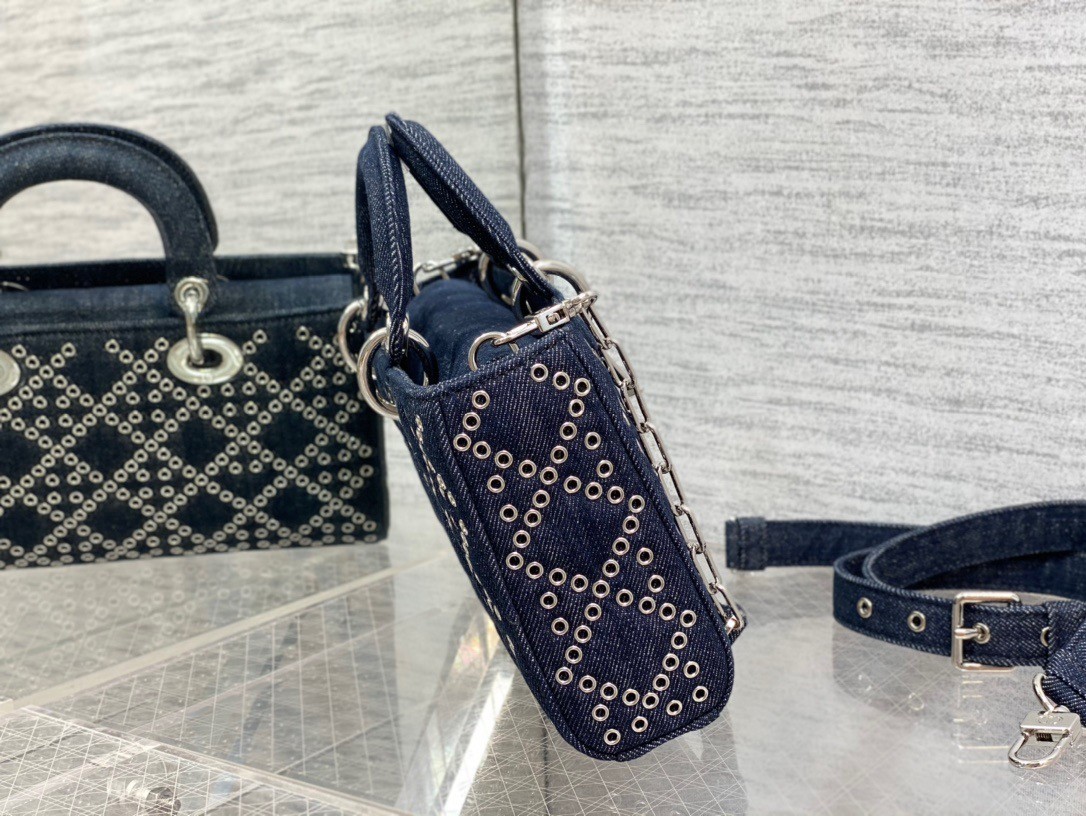 D*or lady d-joy bag in eyelet blue cannage denim