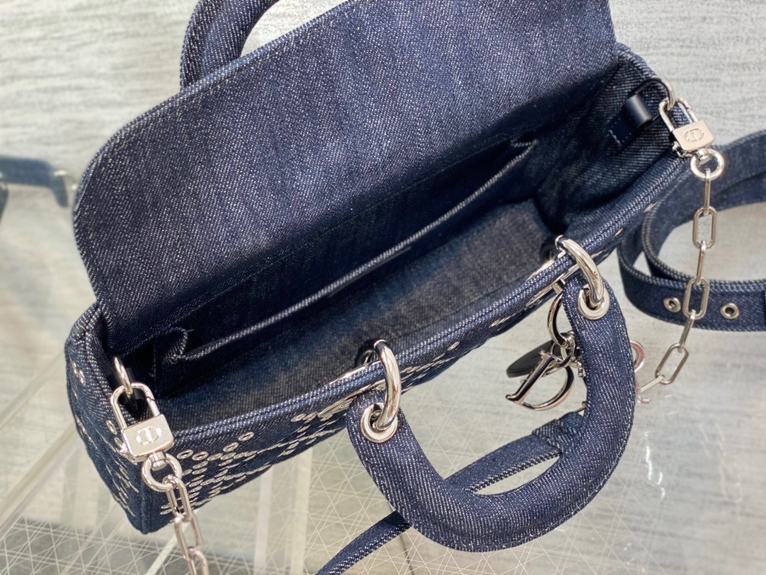 D*or lady d-joy bag in eyelet blue cannage denim