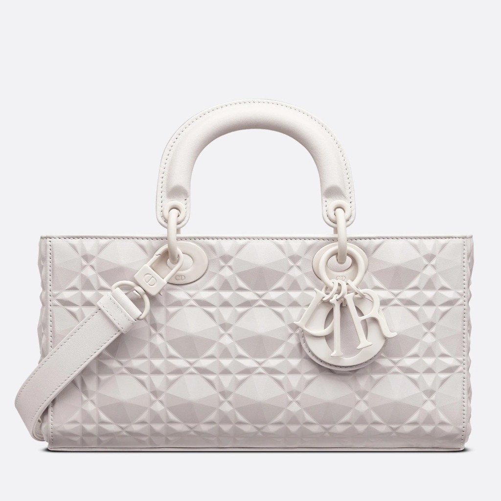 D*or lady d-joy bag in white calfskin with diamond motif