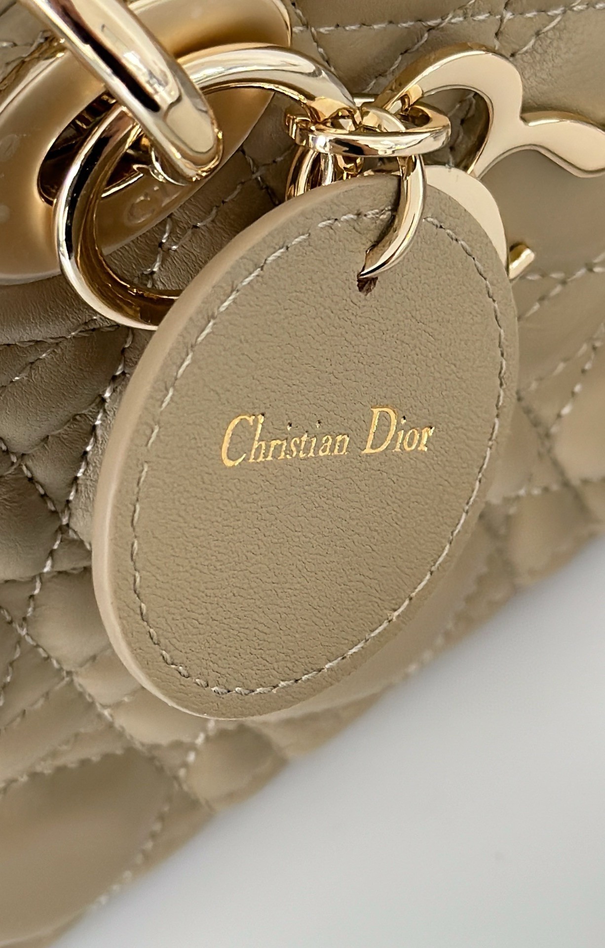 D*or lady d-joy medium bag in sand cannage lambskin