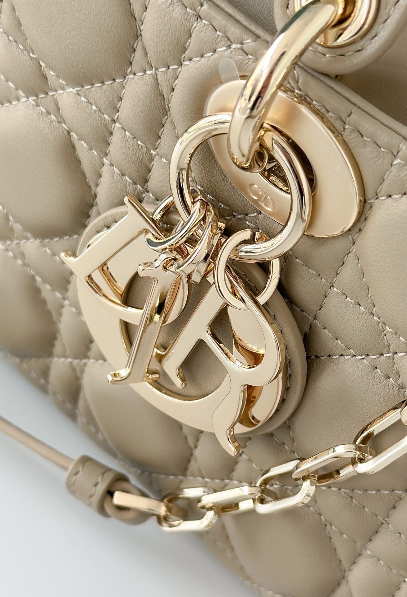 D*or lady d-joy medium bag in sand cannage lambskin