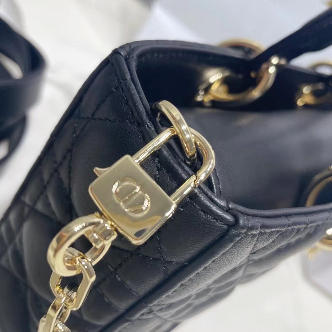 D*or lady d-joy bag in black cannage lambskin