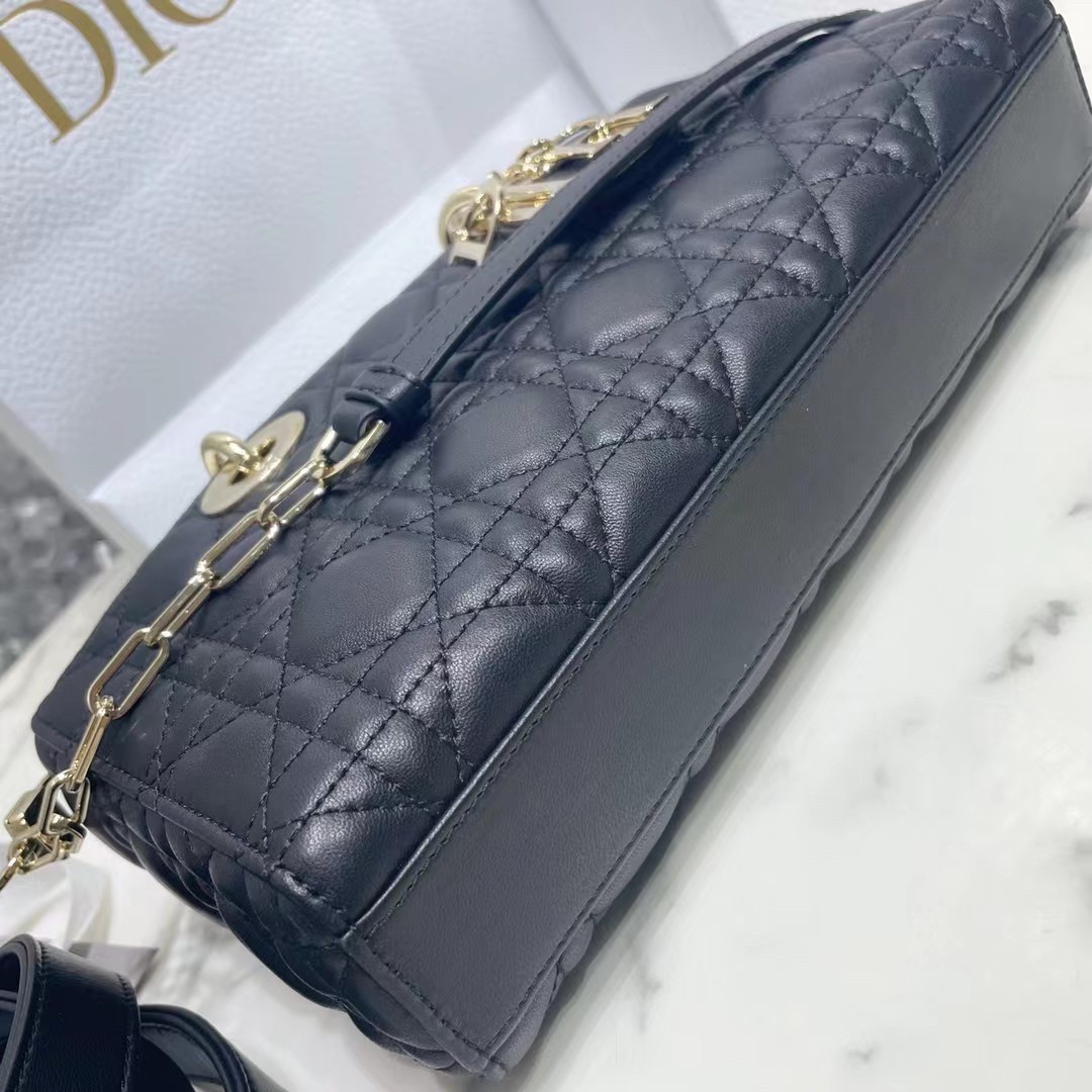 D*or lady d-joy bag in black cannage lambskin